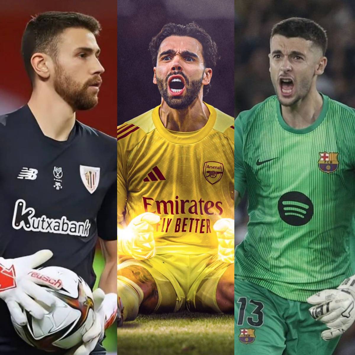 Unai Simon, David Raya, and Joan Garcia.
Spain is so stacked in goal bro. The Spain national footbal...