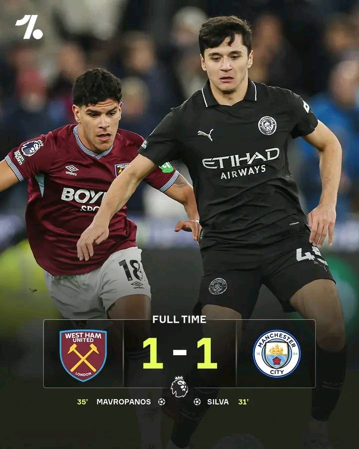 Manchester City’s Premier League title hopes take a major hit after dropping points away at West Ham...