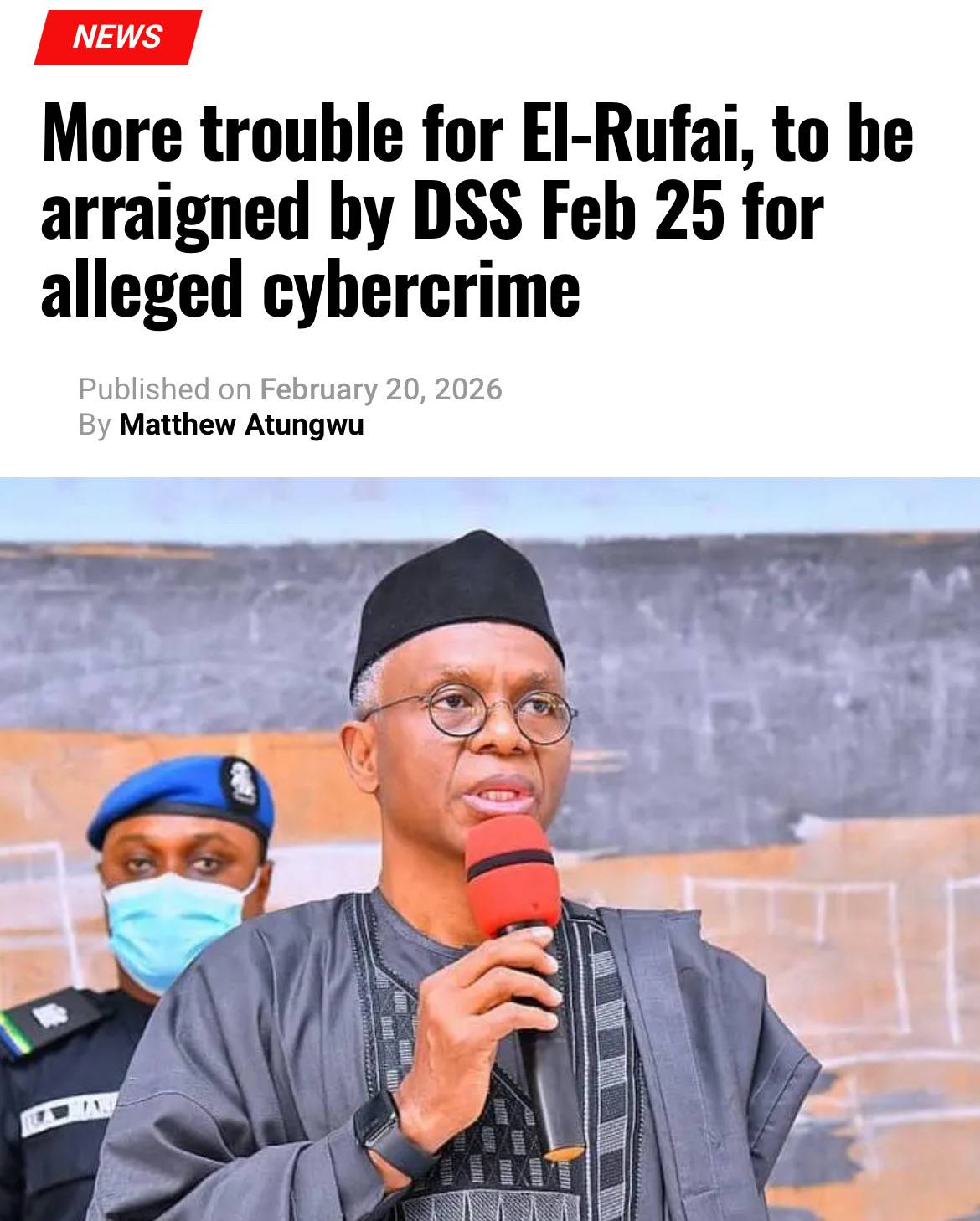 The Department of State Services, DSS, will on Wednesday, February 25, arraign former Kaduna State G...