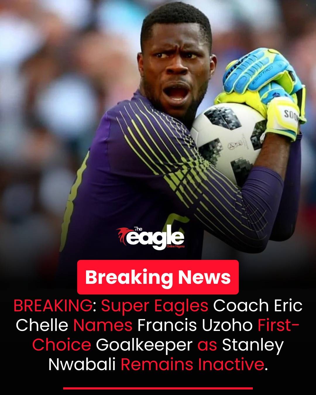 BREAKING: Super Eagles Coach Eric Chelle Names Francis Uzoho First-Choice Goalkeeper as Stanley Nwab...