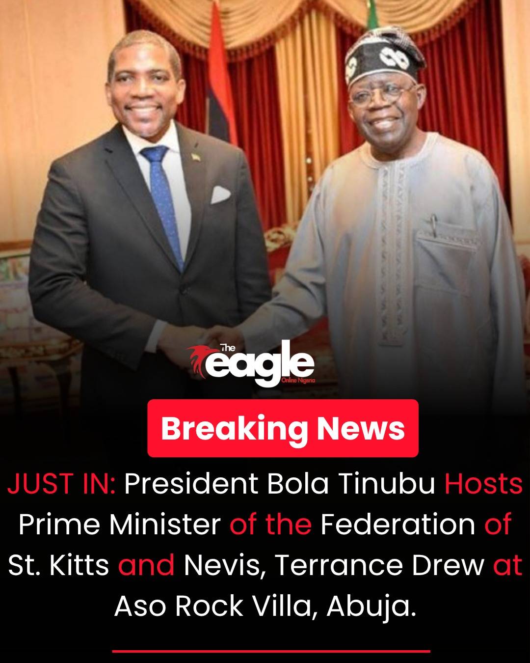 JUST IN: President Bola Tinubu on Thursday received the Prime Minister of the Federation of St. Kitt...