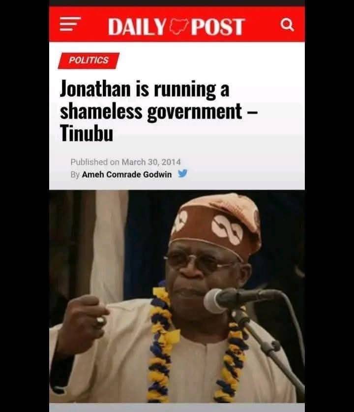 #97 per liter under Goodluck Jonathan , Jonathan must go…
#1400 per liter under Tinubu, On your mand...