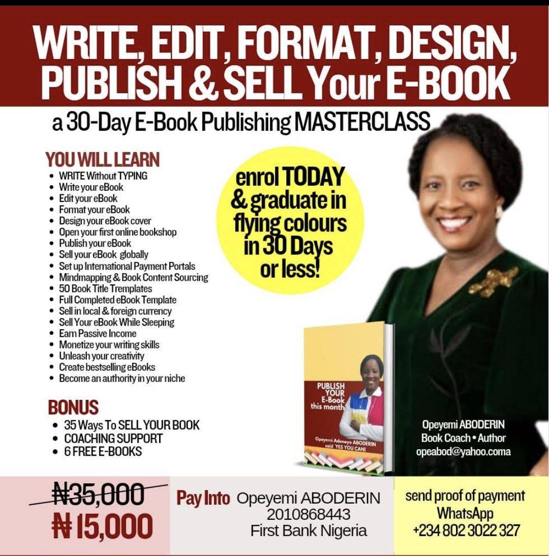 April 2026 Publish Books ONLINE 30-Day MASTERCLASS has started
Click👉 selar.com/EbookBootcamp
We...