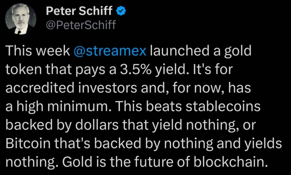 📣 Peter Schiff: "Gold is the future of blockchain".