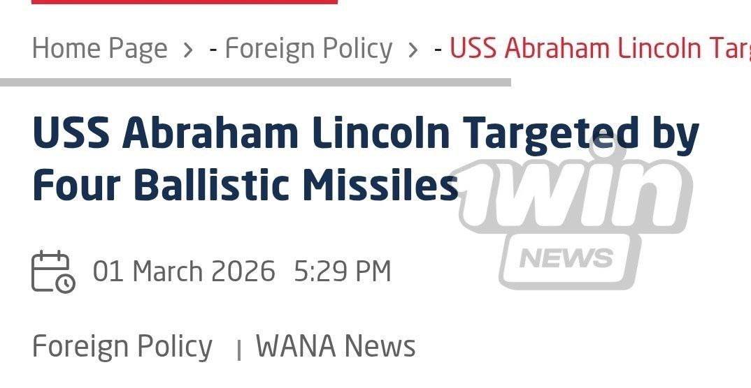 Iran attacks U.S. Navy aircraft carrier USS Abraham Lincoln
The ship was struck by four ballistic m...