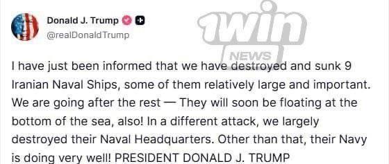 Trump: U.S. sunk 9 Iranian navy ships
Donald Trump stated that the U.S. has destroyed and sunk nine...