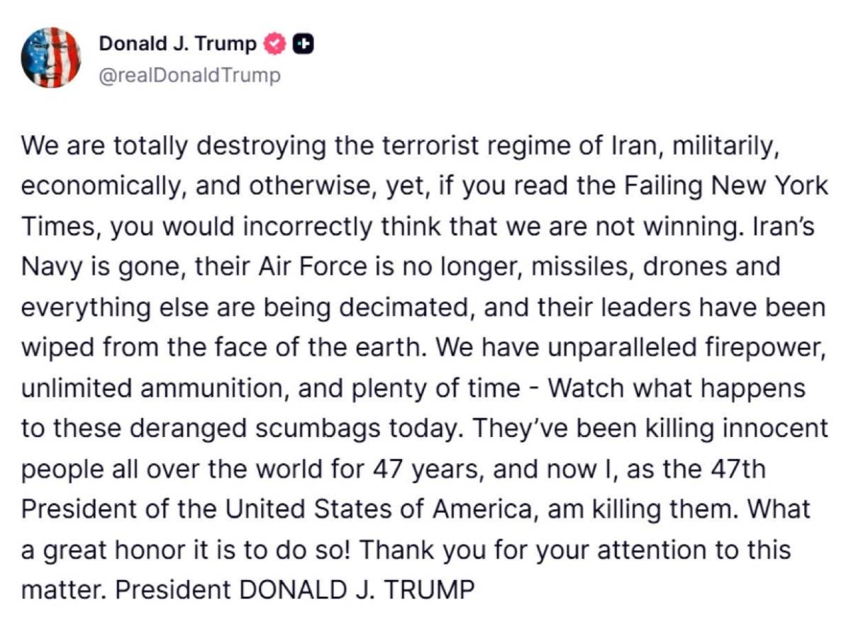 ⚡️ JUST IN: Trump on regime of Iran: "Watch what happens to these deranged scumbags today"