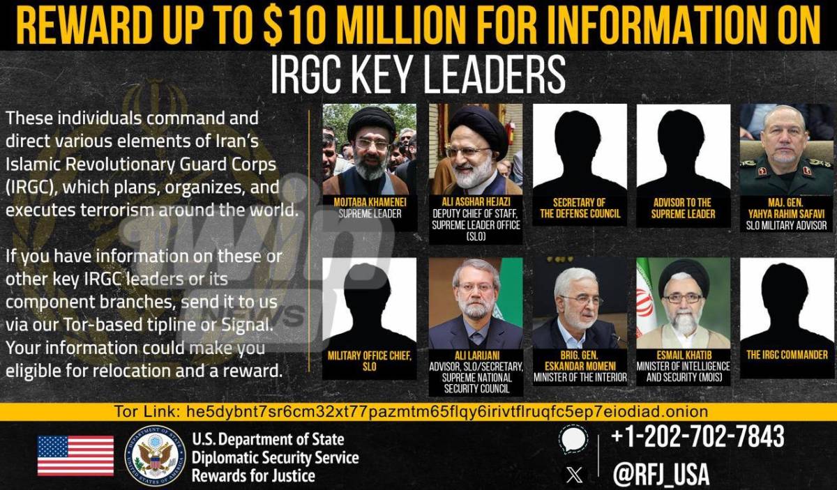 The U.S. State Department offers up to $10 million for information on Iranian officials
The State D...