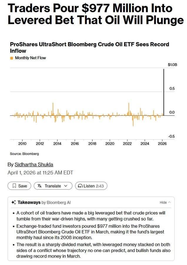When it hurts, remember there are people who put $1B on oil going down.