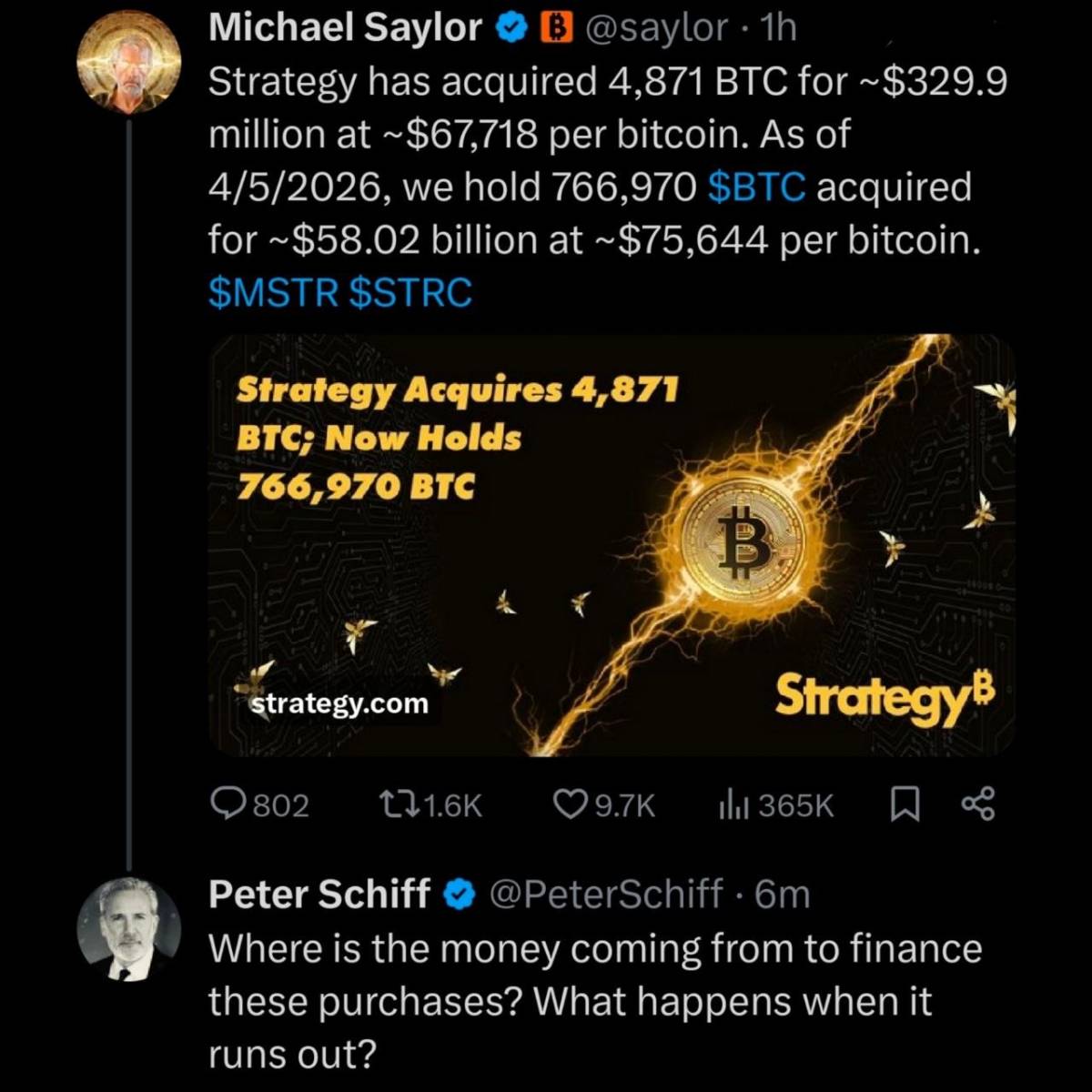๐ฃ Peter Schiff continues his one-sided dialogue with Michael Saylor
๐ Earlier: Tried to start a d...