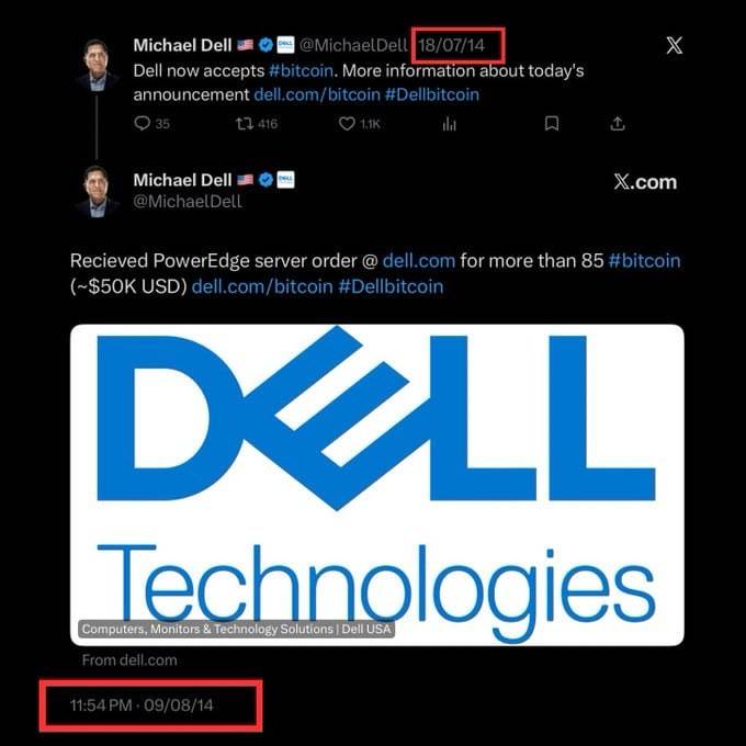 ๐ฅ Just Fun Fact: In 2014, Dell started accepting Bitcoin and Someone bought servers for 85 BTC wort...