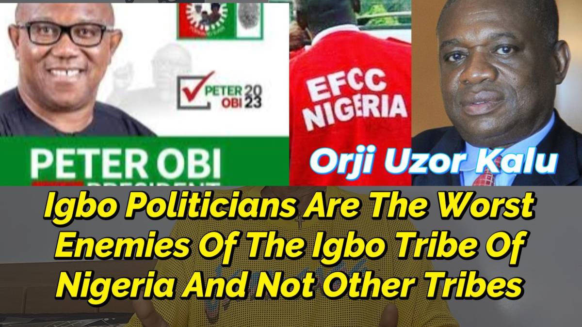 IGBO POLITICIANS ARE THE WORST ENEMIES OF THE IGBO TRIBE OF NIGERIA, AND NOT OTHER TRIBES
(February...