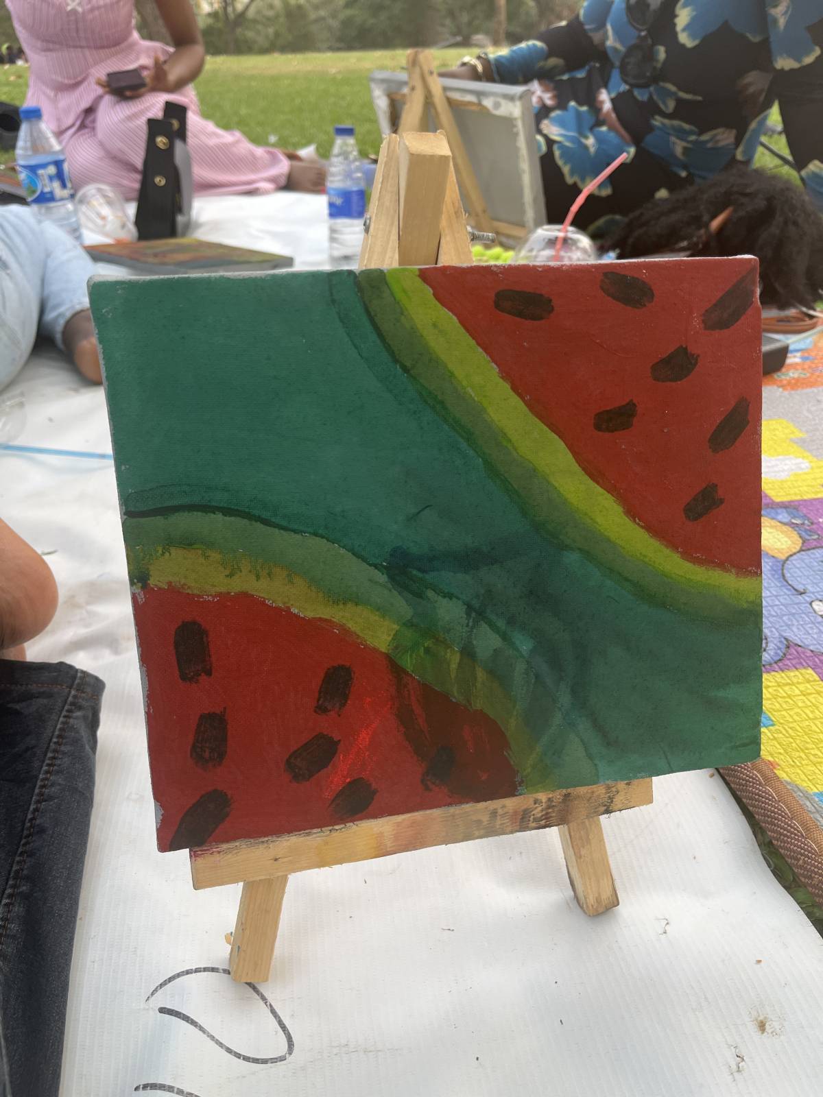 My wife painting on her birthday