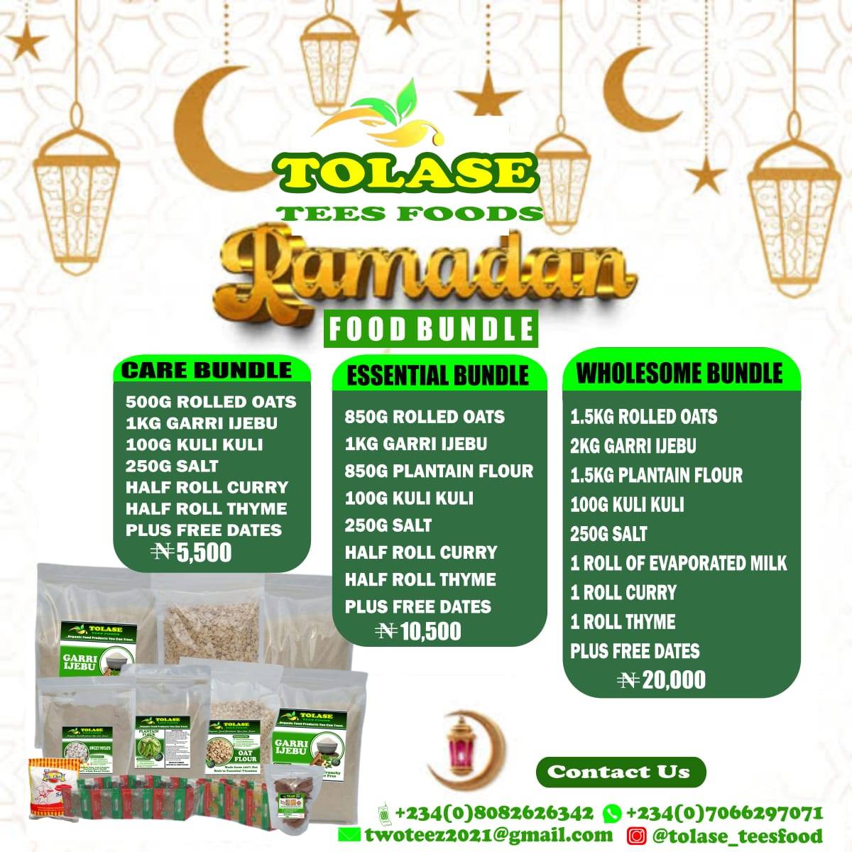 Ramadan just got easier and healthier
Introducing our Tolase Tees Foods Ramadan Food Bundle careful...