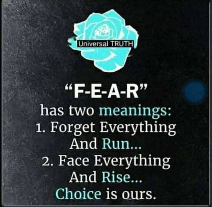 Good afternoon guys.....
Don't be too afraid to face ur fear it May be the beginning of ur uplifting...