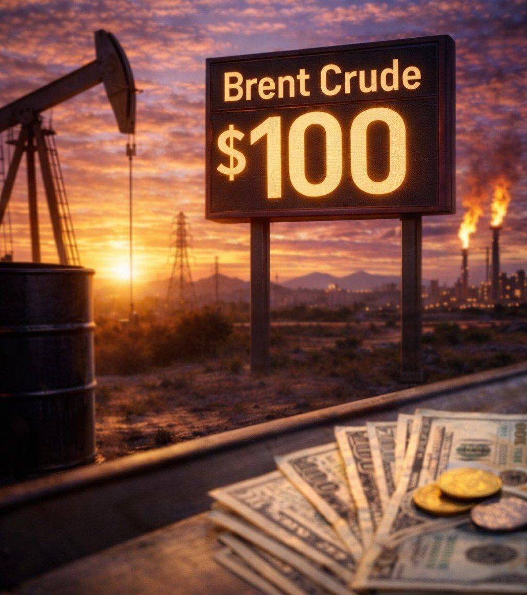 JUST IN: Brent Crude oil rises above $100 again.
#oil🛢️ #news