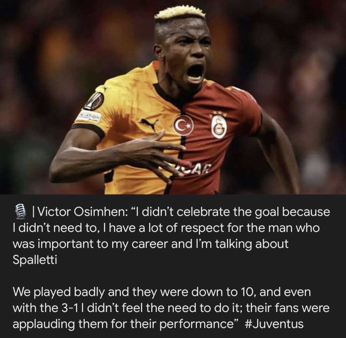 VO wants a move to Juve. So evident in this statement