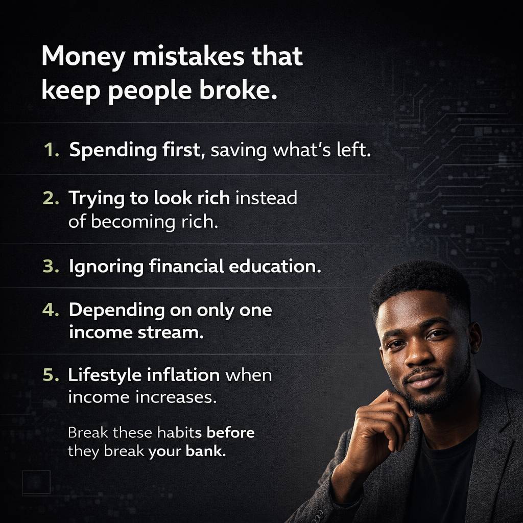 Most people stay broke not because they don’t earn… but because of the habits they refuse to change....