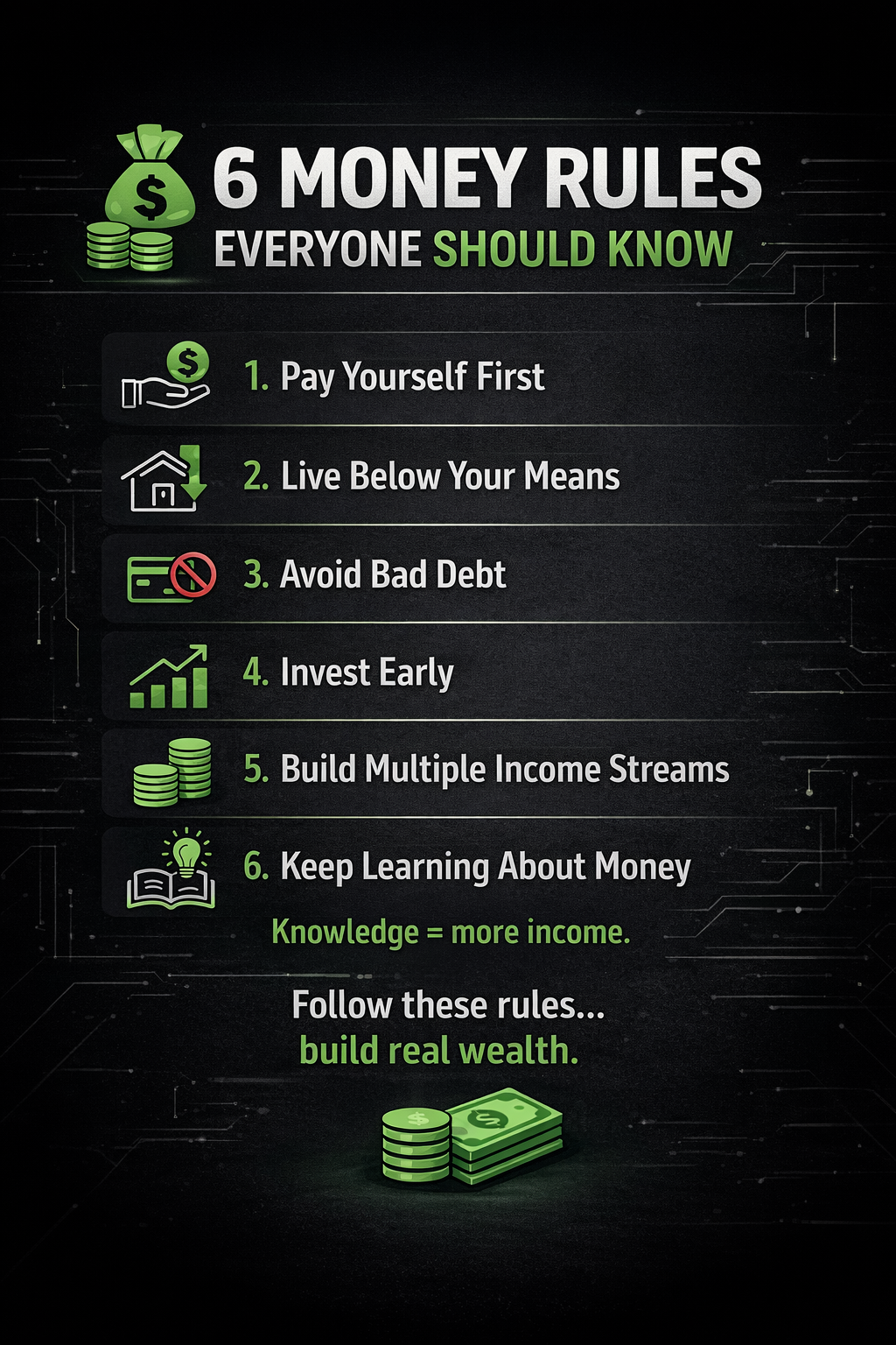 Simple rules… but most people ignore them.
#MoneyRules #FinancialFreedom #WealthBuilding #MoneyTip...