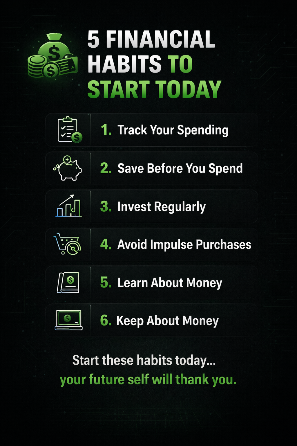 Good money habits start small… but pay off big.
#MoneyHabits #FinancialFreedom #WealthBuilding #Le...