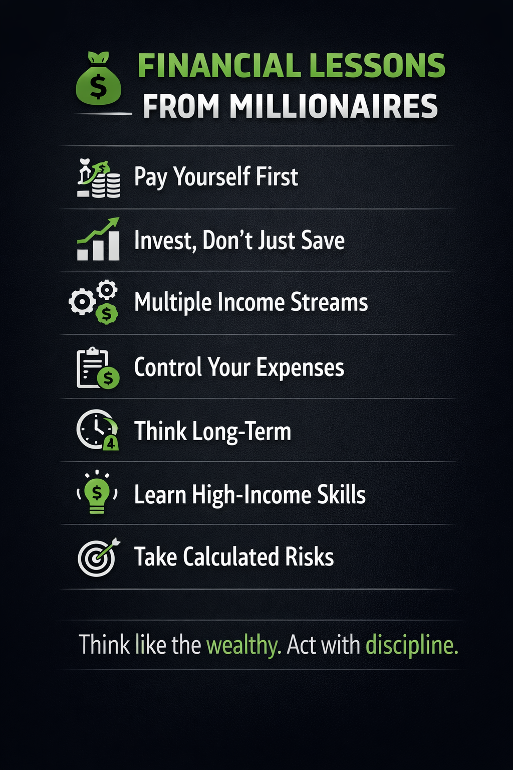 Rich people follow principles… not luck.
#WealthMindset #FinancialFreedom #MoneyLessons #Millionai...