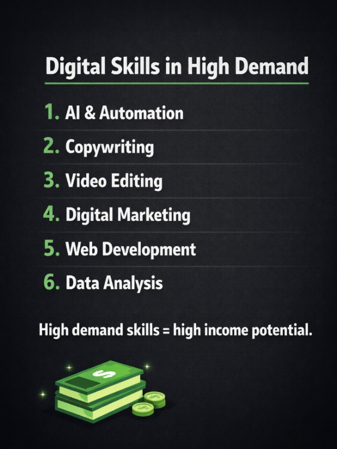 Don’t chase money… build skills that attract it.
#DigitalSkills #HighIncomeSkills #MakeMoneyOnline...
