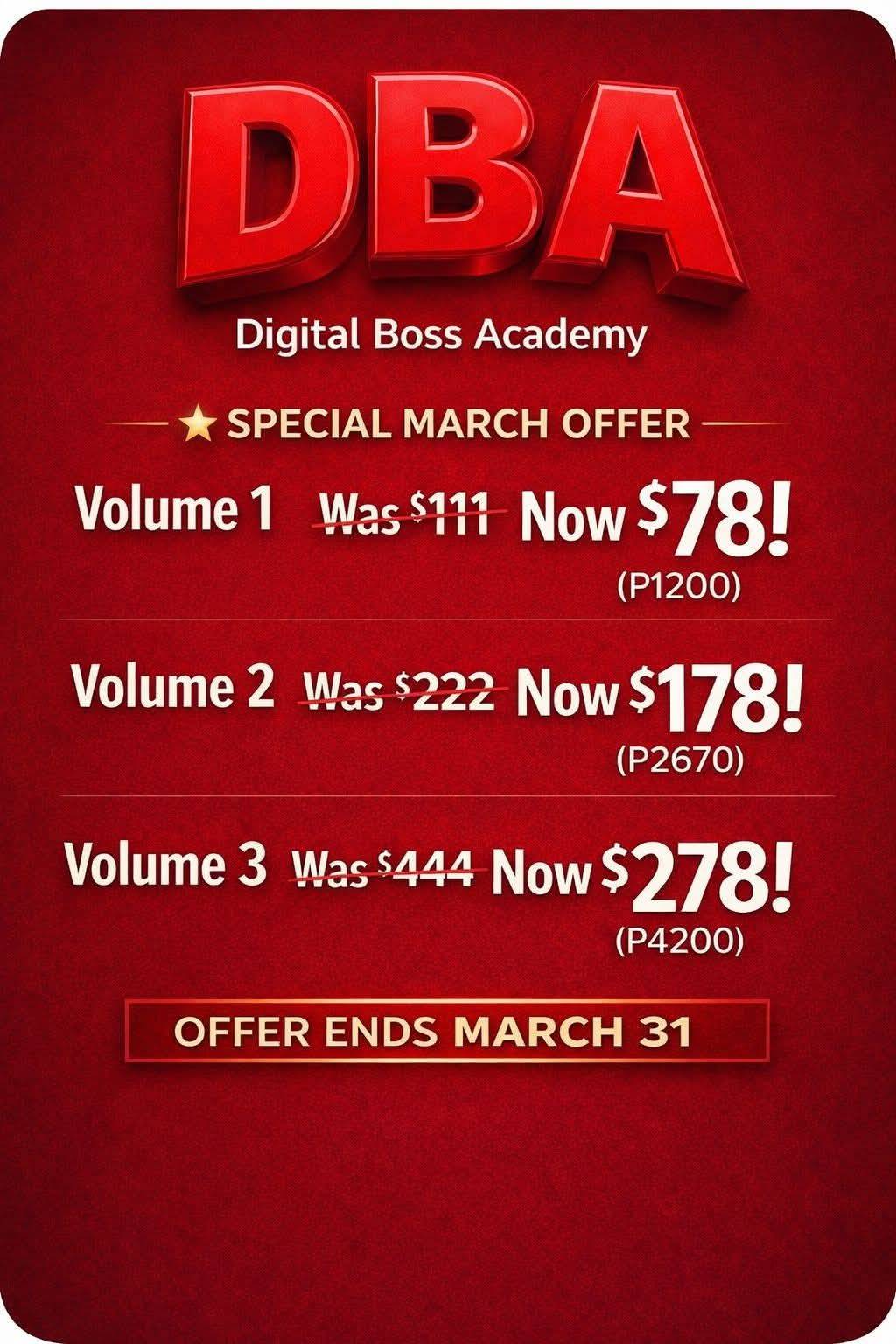 “Only 3 days left!!! Prices will go back to the original rates after that. Don’t let this opportunit...