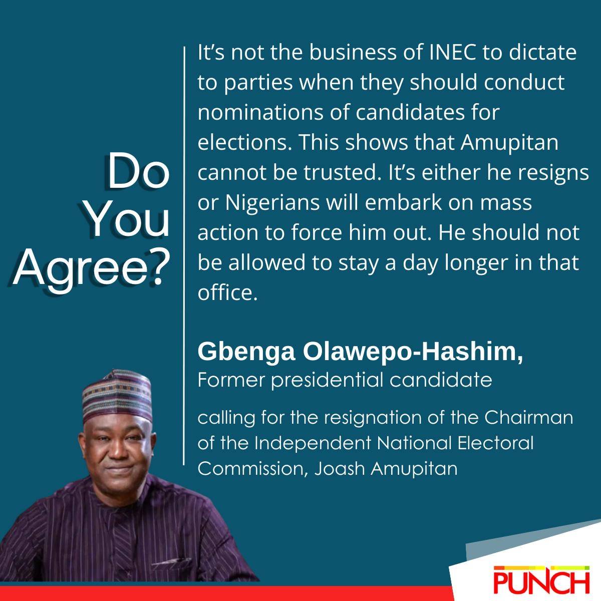 Do you Agree?
https://punchng.com/2027-inec-chairman-must-resign-cant-deliver-credible-poll-olawepo...