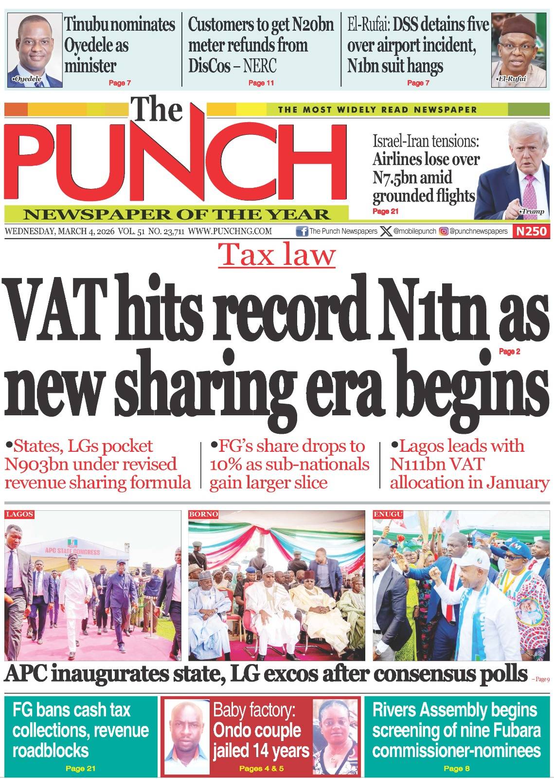 MARCH 4 - HEADLINES