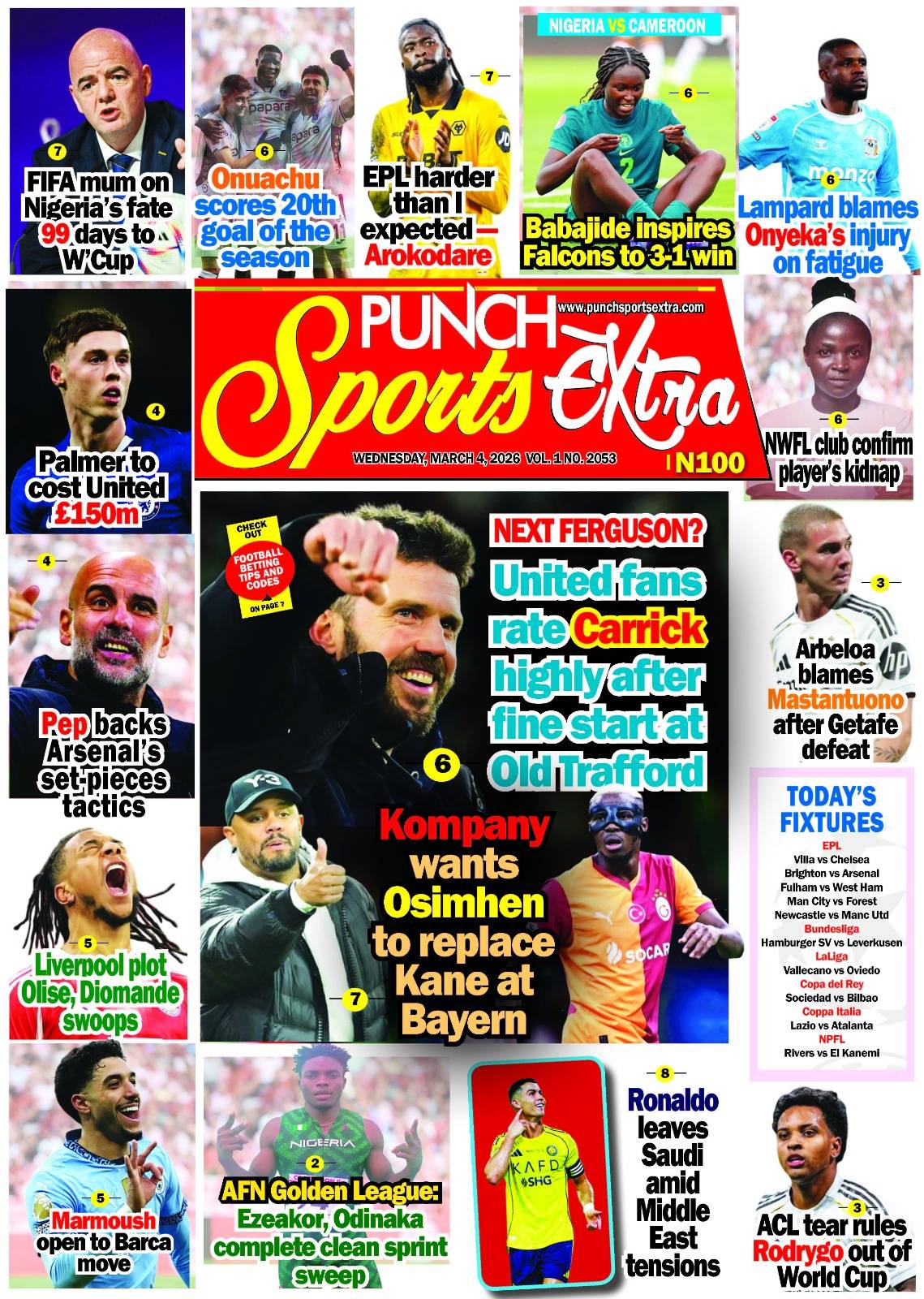 MARCH 4 - PUNCH Sports Extra Headlines