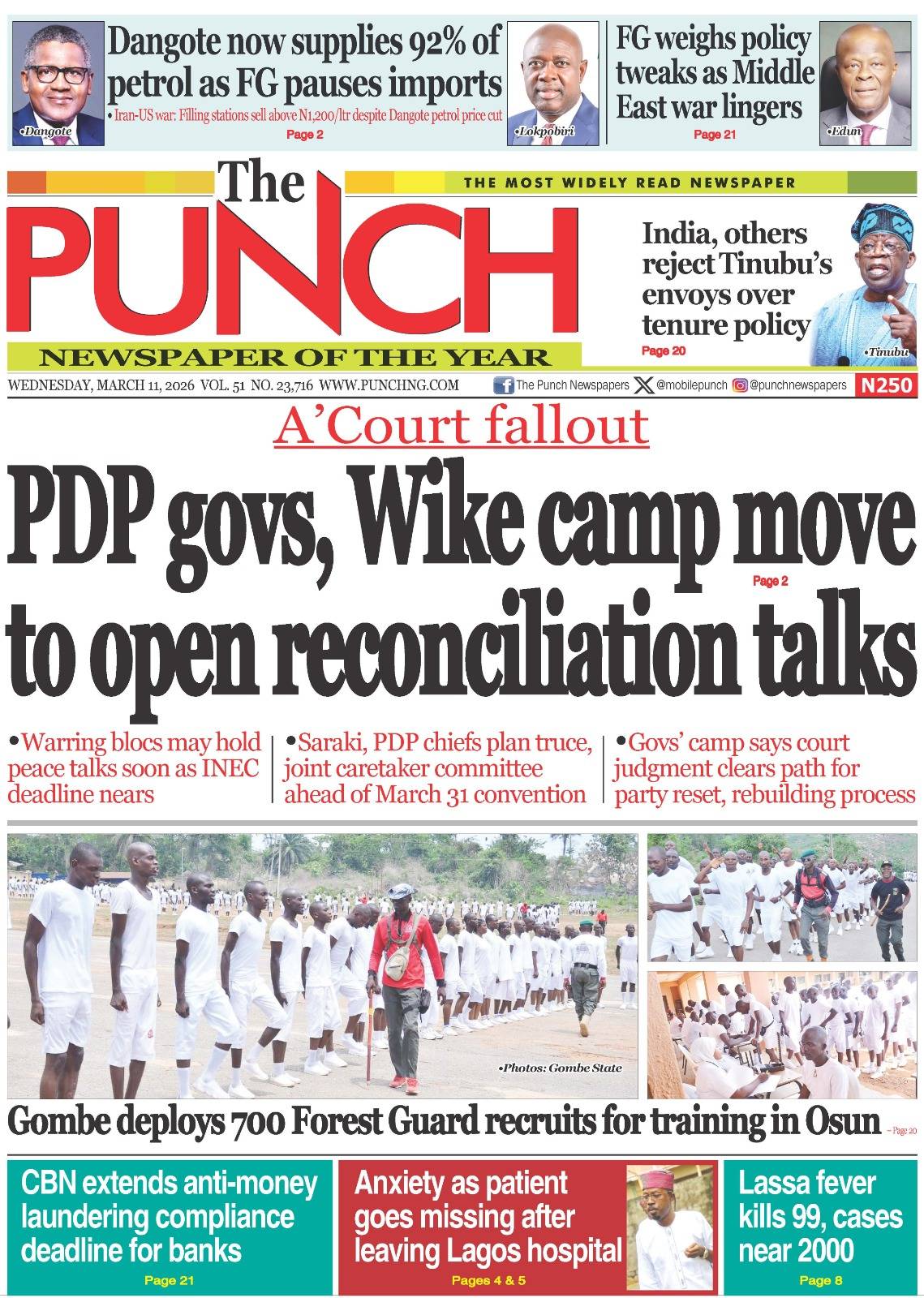 MARCH 11 - HEADLINES