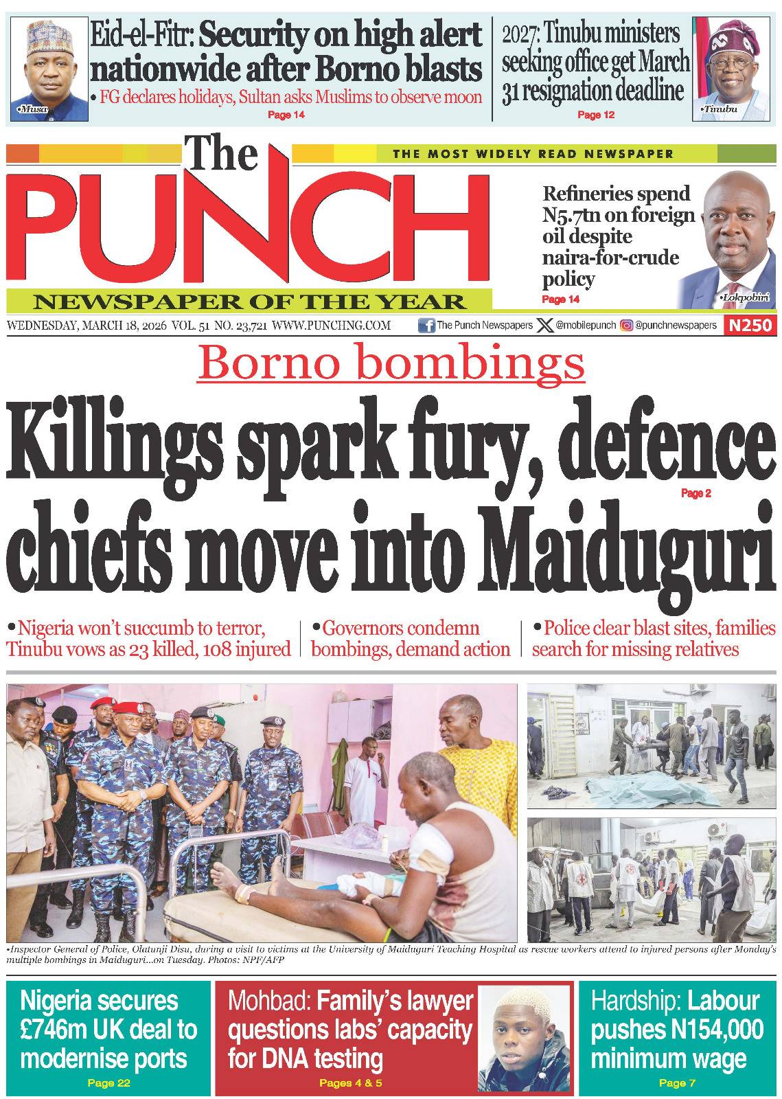 MARCH 18 - HEADLINES