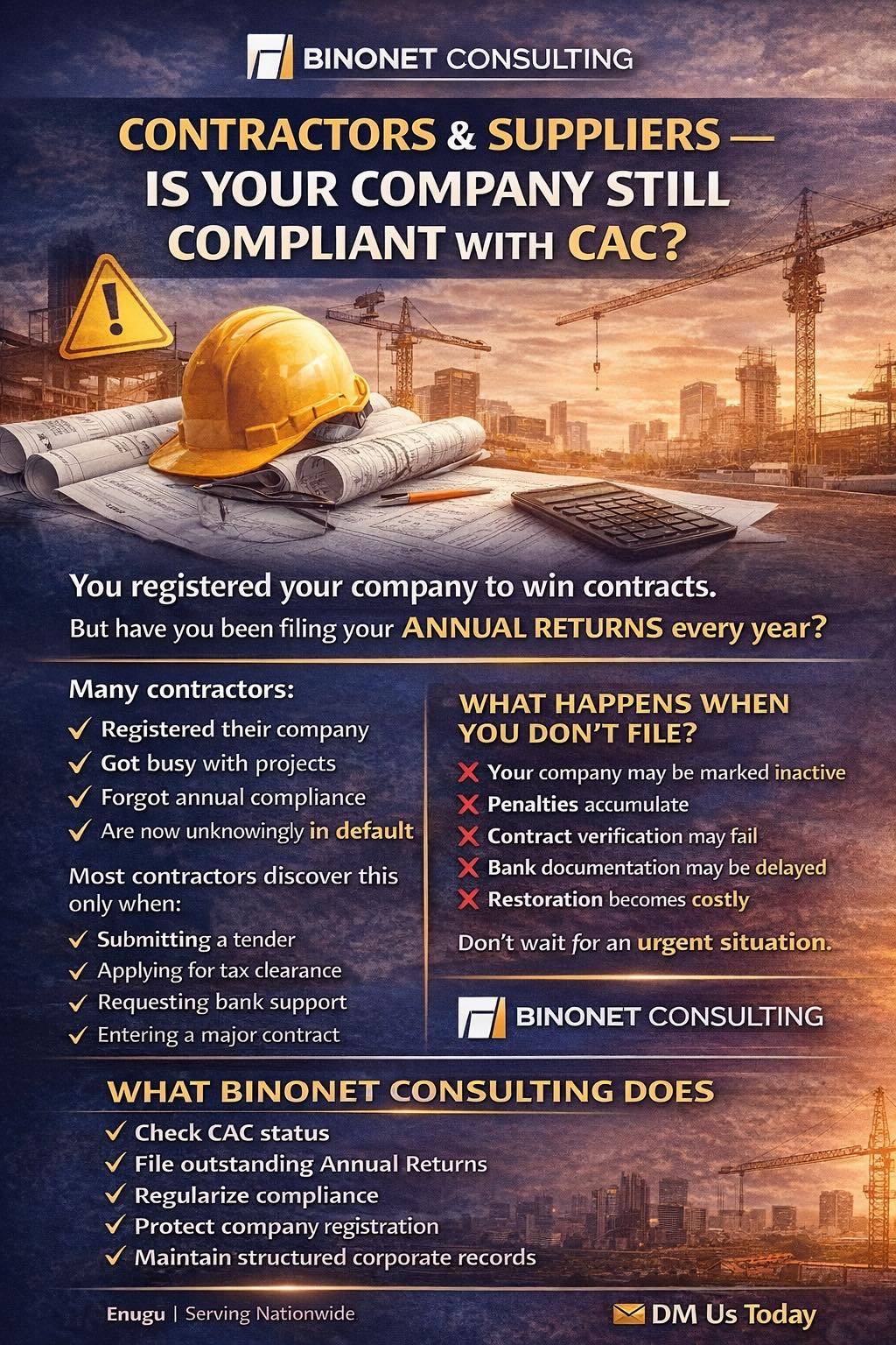 Serious contractors keep their structure up.
Credibility in the current regulatory environment incl...