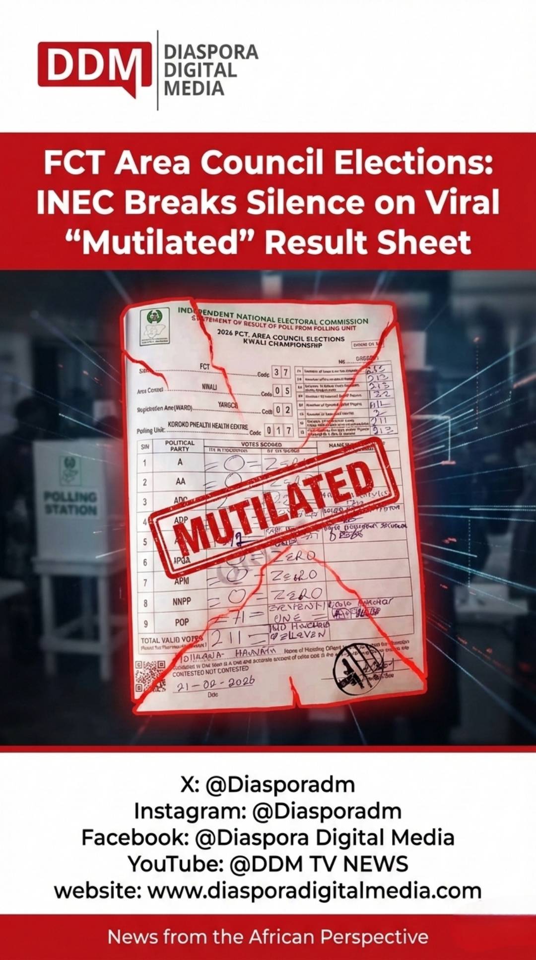 🗳️ BREAKING: INEC speaks out after a “mutilated” result sheet goes viral in the #FCT Area Council el...