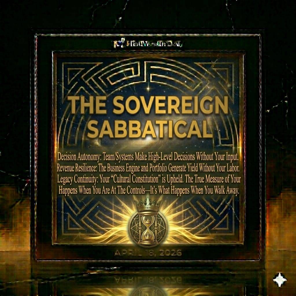 The Sovereign Sabbatical
cycle. Throughout this journey, Saturdays have been for the "Audit." Today...