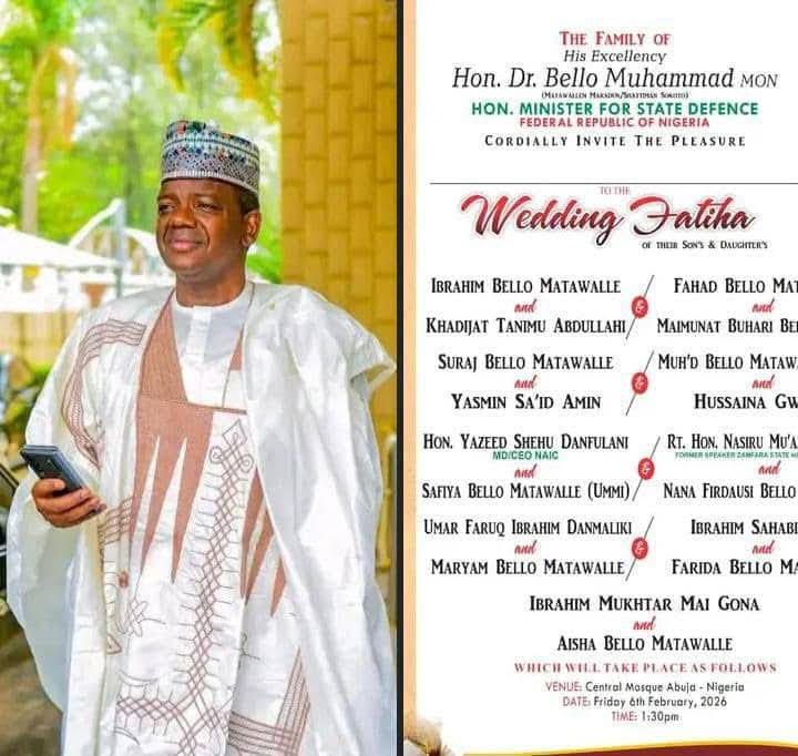 Minister of Defence(State), Bello Matawalle, shuts down Abuja for the wedding of his NINE children w...