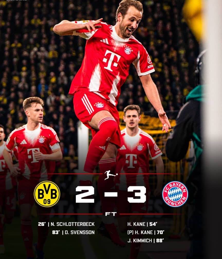 ❤️🤍 Bayern beat BVB and go +11 points on top of the Bundesliga!