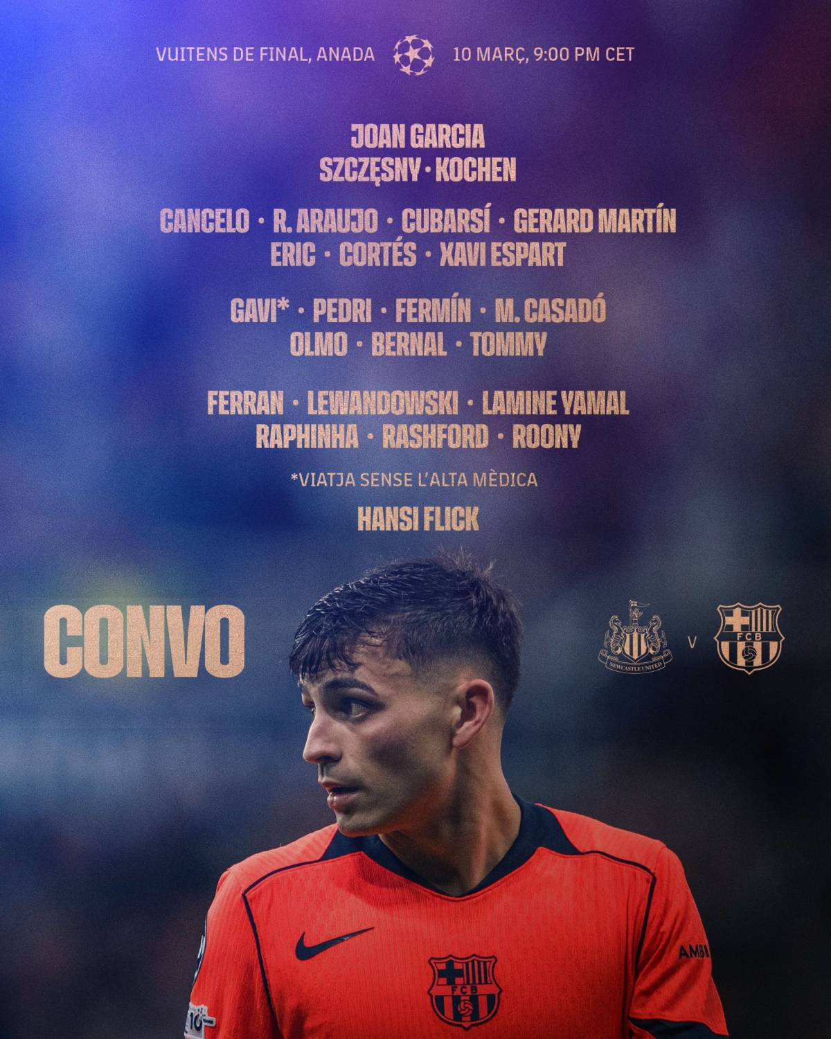 𝐒𝐐𝐔𝐀𝐃 𝐋𝐈𝐒𝐓 🚨
#NewcastleBarça
