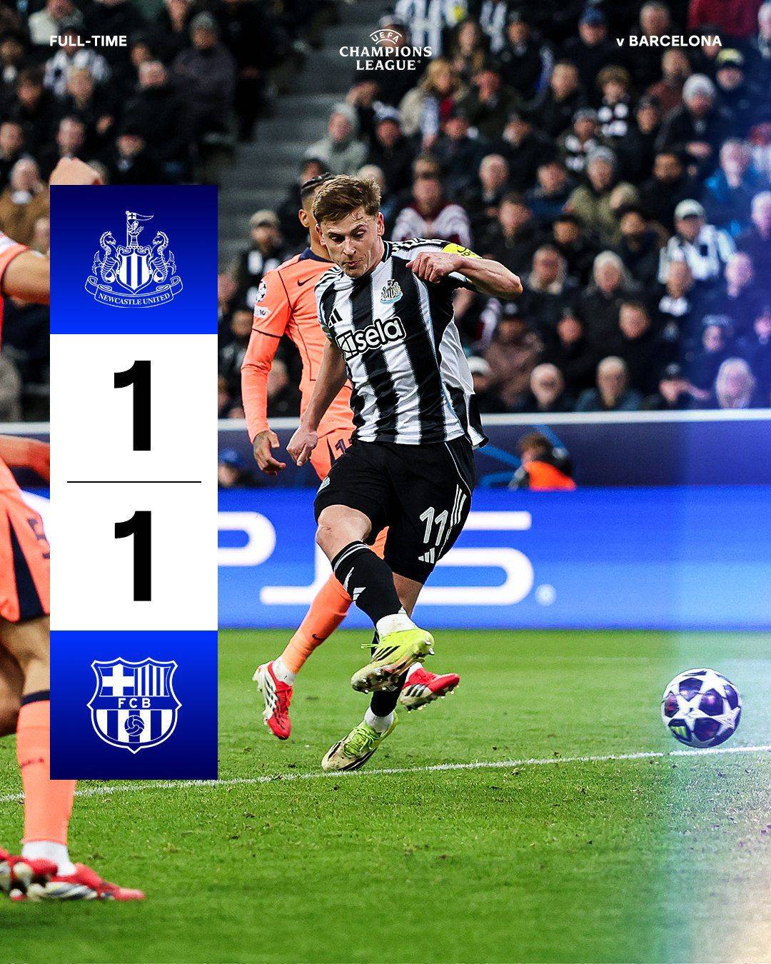 It finishes level in the first leg at St. James' Park 🤝
