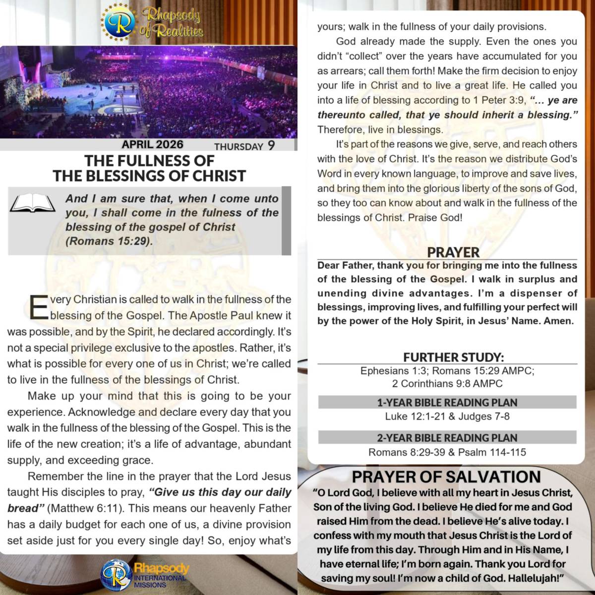 Learn about the daily budget for provisions the Father has for you in today's Rhapsody.
https://rha...