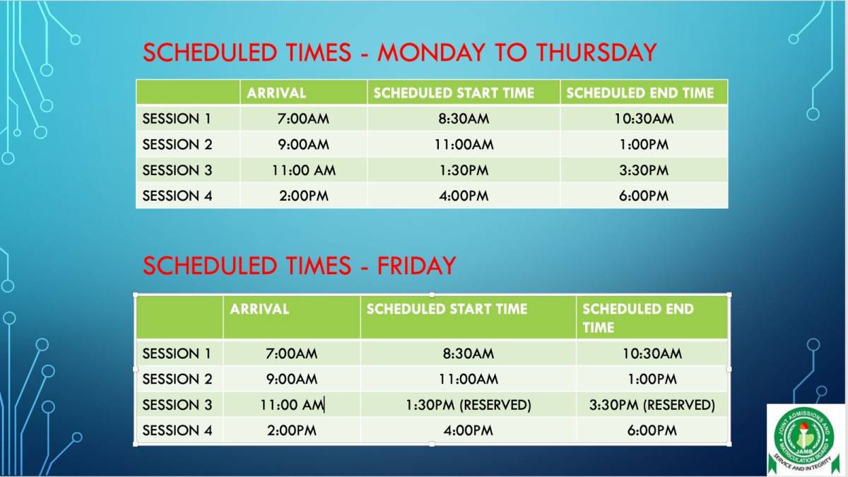 Attention 2026 UTME Candidates: This is to notify you of a slight adjustment to the arrival schedule...