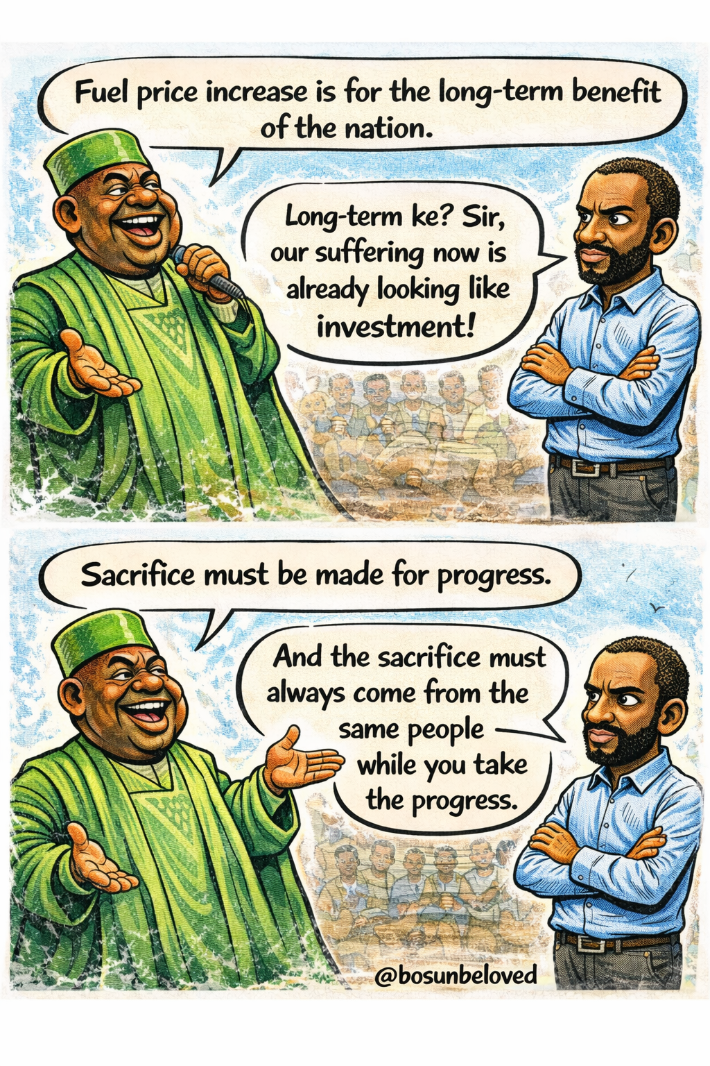 The Masses & The Politician
A Satirical Series
Everything sounds perfect on the mic…
But for groun...