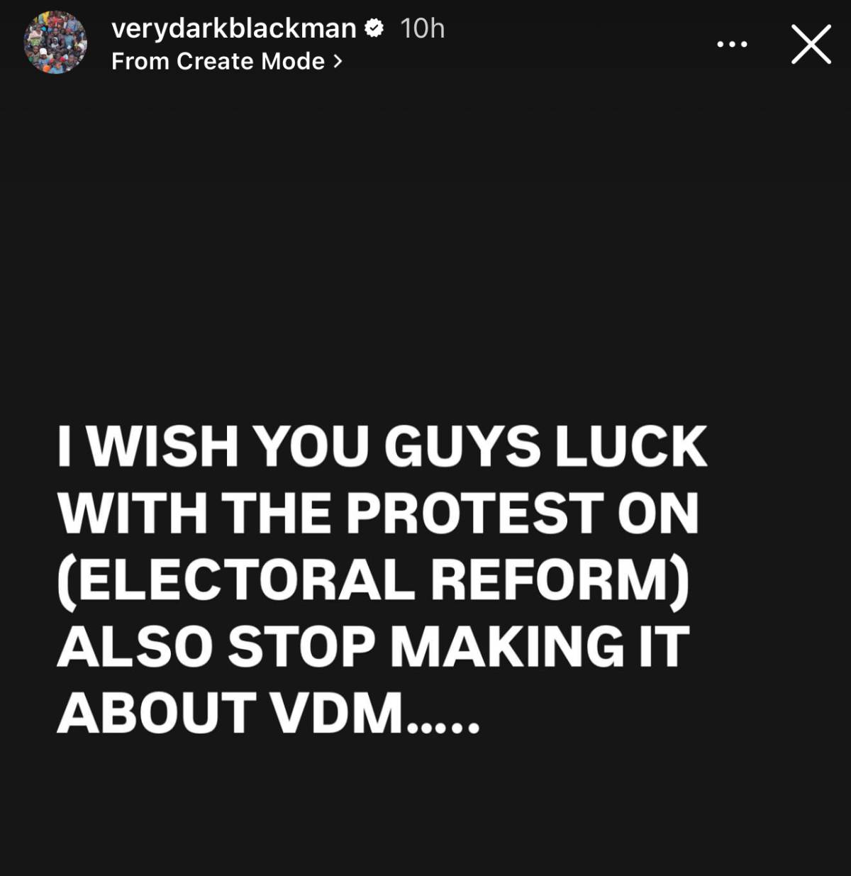 Please stop making the protest about VDM. I wish you all the best.
#VDMoflekee #LekeeLekee