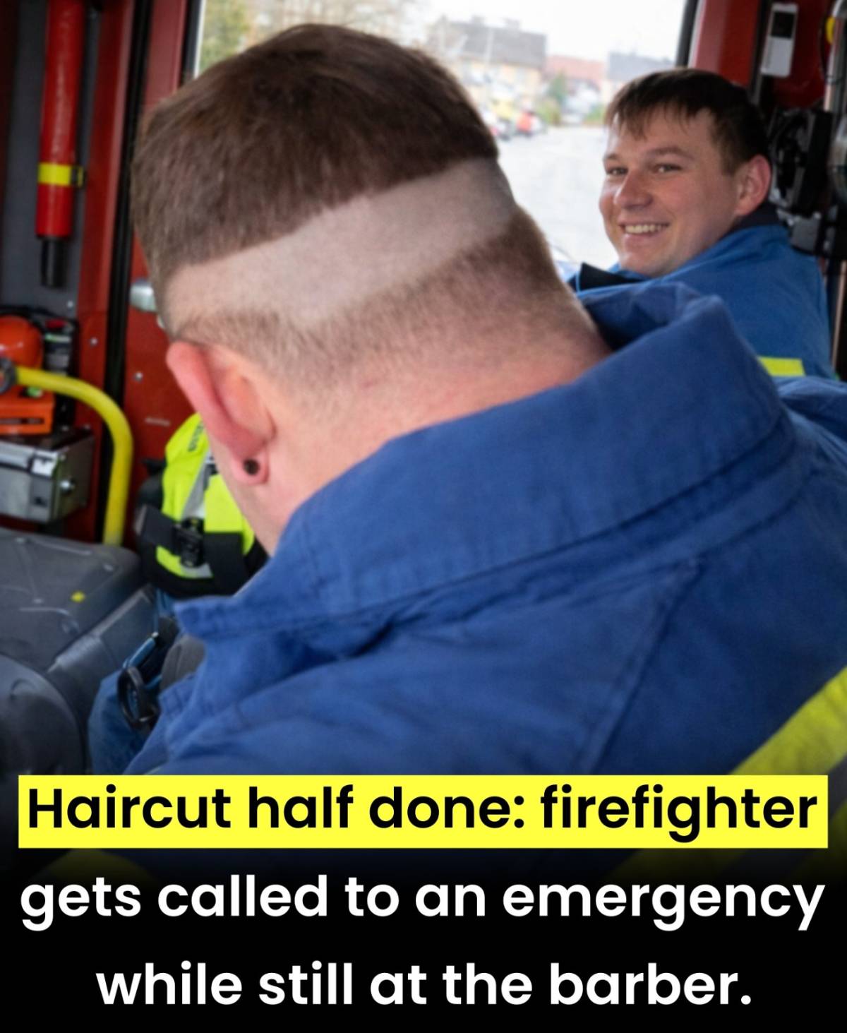Firefighter leaves haircut mid-way, answers call—duty before everything 🔥🚒@Goodluckow