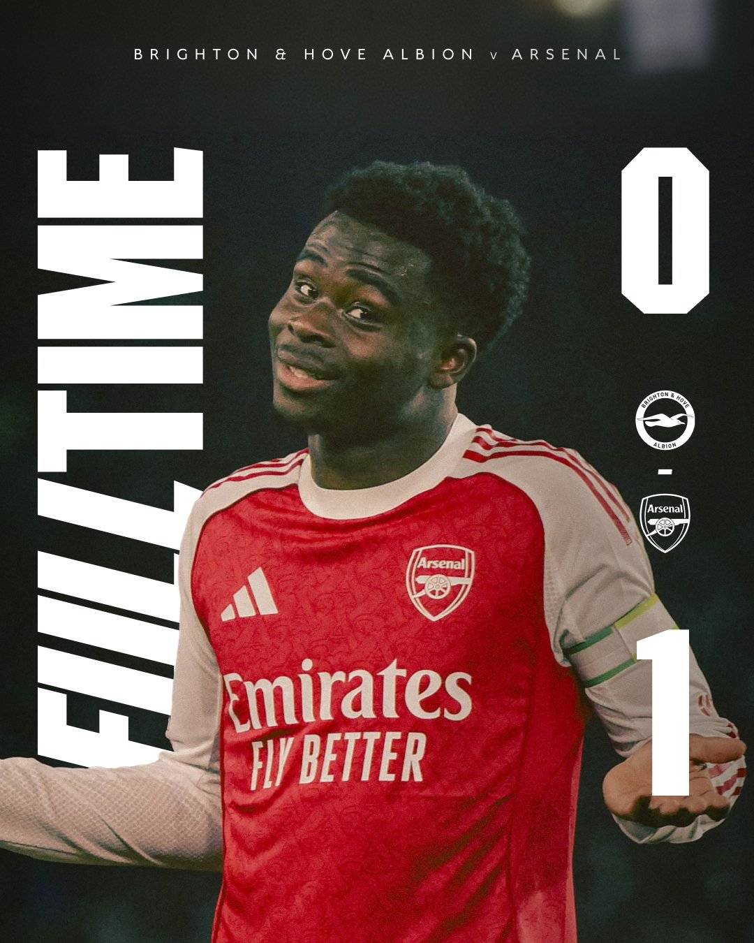 NOW: Epic Goal of #BukayoSaka brings victory to #Arsenal against #Brighton ⚽
Arsenal is now seven...
