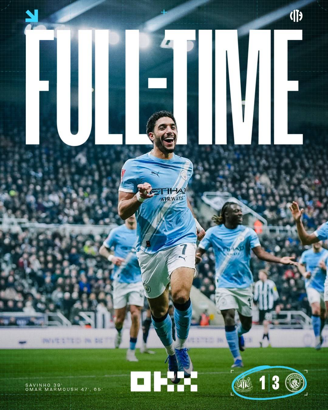 #ManchesterCity secured it's place into the #EmiratesFACup quarter-finals.
With two goals of #Omar...
