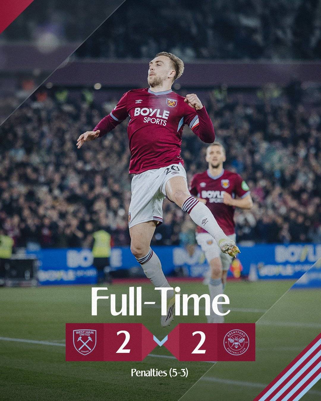 #WestHam wins exciting game against #Brentford and moves forward to the #EmiratesFACup quarter final...