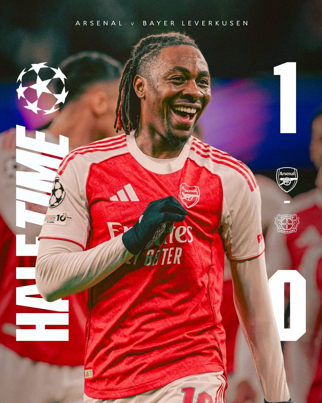 Half-time: British-Nigerian star Eberechi Eze scored in the min 36', giving #Arsenal the lead in ton...