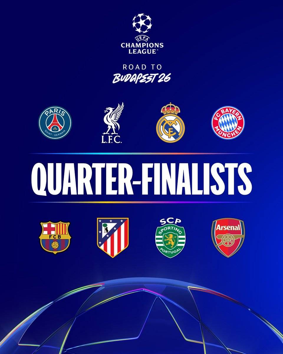 ๐ฅ๐ The #ChampionsLeague quarter-finals matches are officially set:
โ
Tuesday 7, April:
โฝ #Rea...
