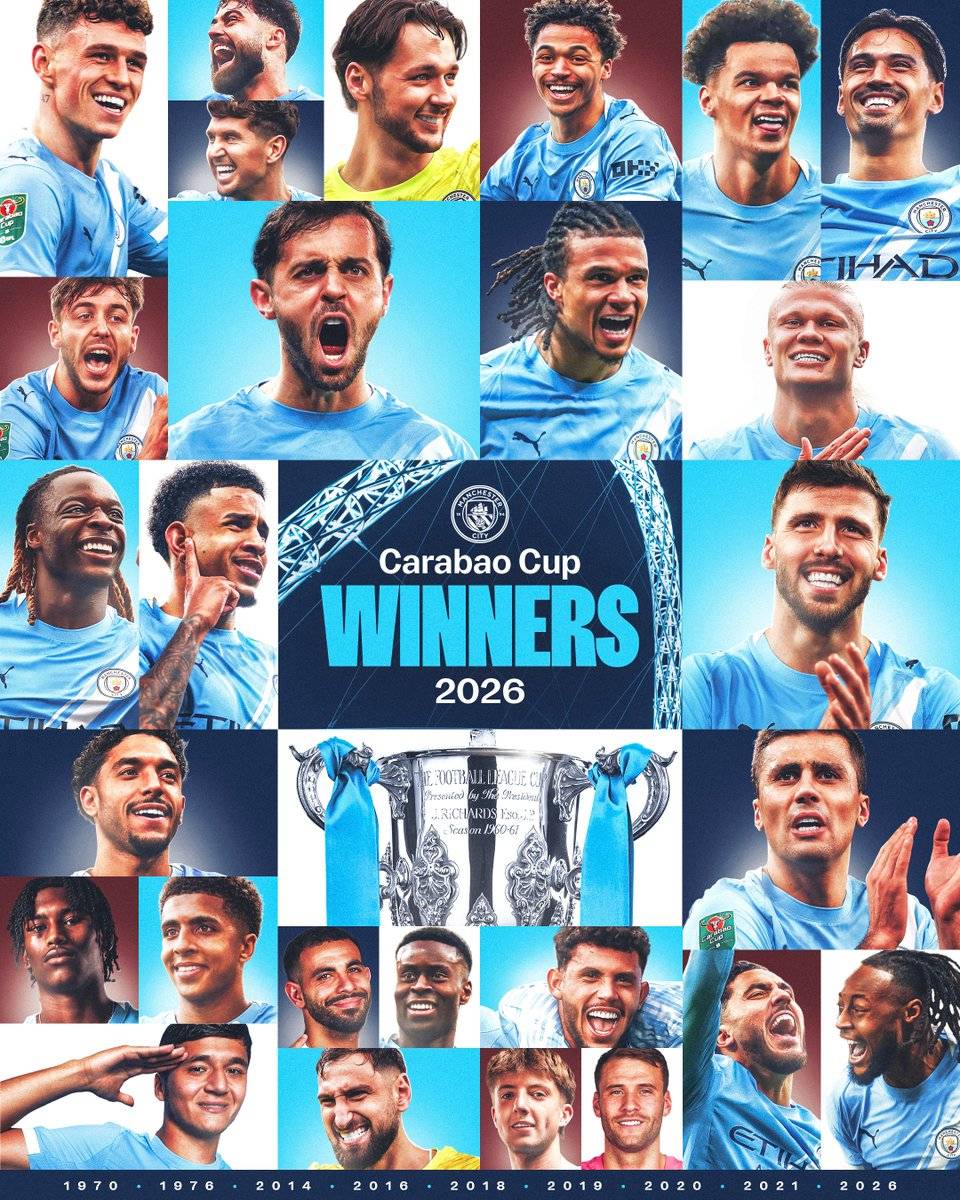Manchester City are Carabao Cup winners for the ninth time! ๐๐ฉต
The team, led by Pep Guardiola, won...